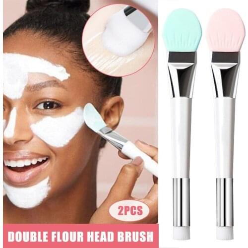 2pcs Double-Ended Soft Bristle Silicone Brush Multipurpose Makeup Brush No Shedding MPwell