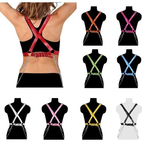 Erotic Metal Chain Accessories Punk Goth Leather Harness Sexy Stocking Lingerie Bdsm Women Festival Clothes Bridal Garter Belt