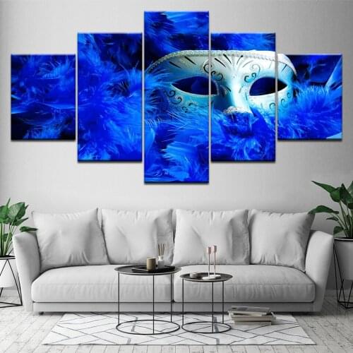 Delicate mask mysterious beauty 5 Piece HD Wallpapers Art Canvas Print modern Poster Modular art painting for Living Room Decor