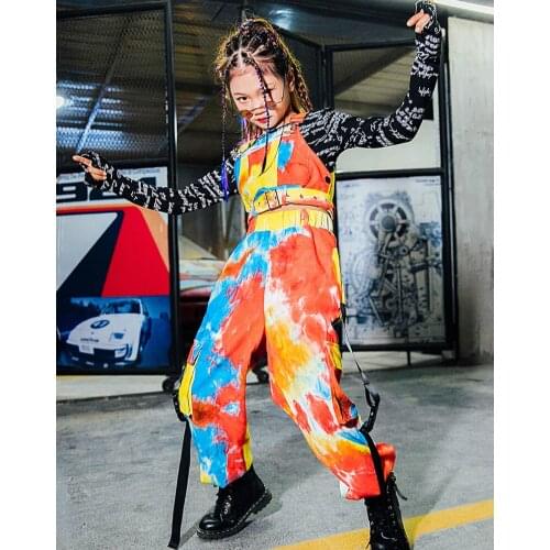 Jazz Dance Costume for Girls Multicolor Hip Hop Suit Crop Tops Pants Vest for Kids Hiphop Clothes Street Dance Stage Show Wear