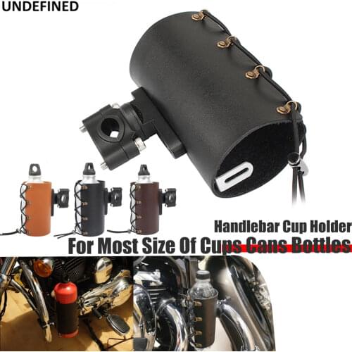Motorcycle Handlebar Cup Holder Leather 22mm-28mm Drink Holders Water Bottle Coffee Clip Mount Stand Car-styling Bicycle Outdoor