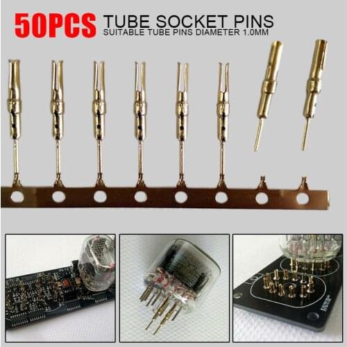 50pcs/set Tinned Brass Nixie/VFD Durable Tube Socket Pins 1.0mm Gold Plated IN-12 IN-18 IN-8 QS30-1 Fluorescent Tube Nixie Tube