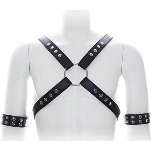 Male Sexy Lingerie Hot Fetish Bondage Set Faux Leather Harness Men Bondage Restraints Chest Strap Body Harness Erotic Costumes