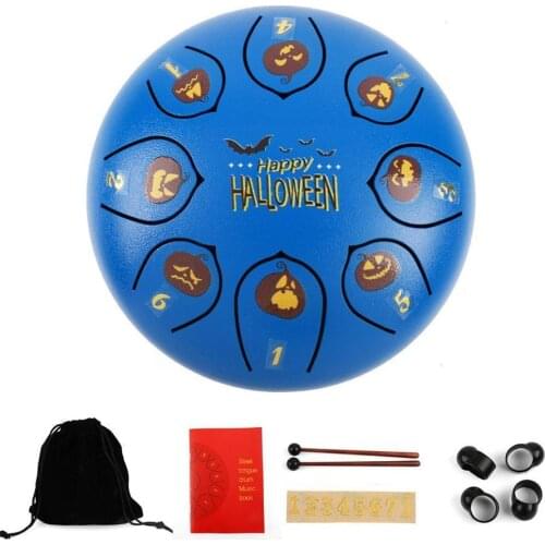 Tongue Drum Set 6 Inch 8 Tune Handpan Drum Pad Tank Percussion Carrying Mini Drumstick Accessories For Halloween Instrument L0F4