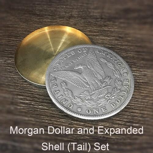 Morgan Dollar and Expanded Shell (Tail) Set Magic Tricks Close Up Magia Illusions Gimmick Prop Appearing disappearing Coin Magie