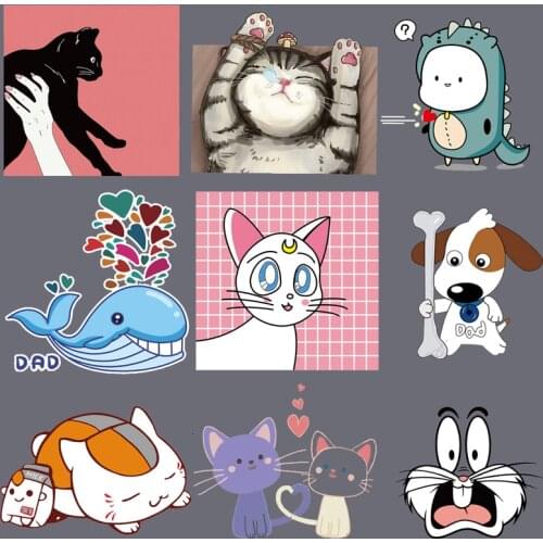 Patches for Clothing Cute Small Animal Cat Whale Dog Top Clothing Applications Heat Transfer Stickers DIY Tops Badges Print