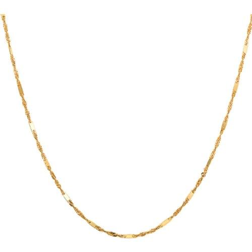 Solid 18K Yellow Gold Necklace Women AU750 Yellow Gold water ripple Necklace P6244