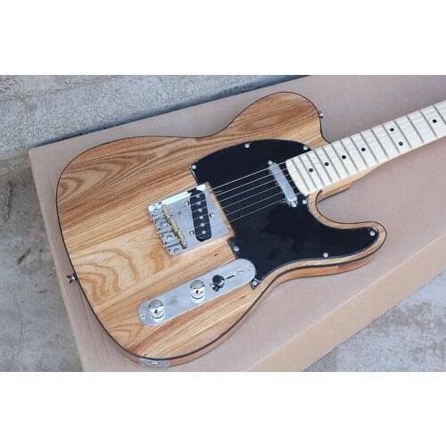 Factory Wholesale ASH Wood String-Thru-Body Electric Guitar with Black Pickguard,Chrome Hardwares,Offer Customized