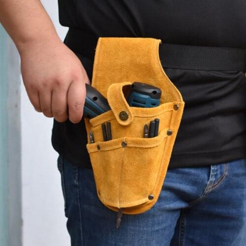 Cowhide Drill Holster Waist Tool Bag Electric Waist Belt Tool Pouch Bag with Belt for Power Drill Electric Screwdriver
