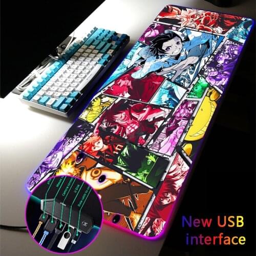 Hot Classic Anime Characters RGB Mouse Pad Multi-interface Four USB Docking Dock USB HUB Typec Interface XXL MousePad Desk Mat