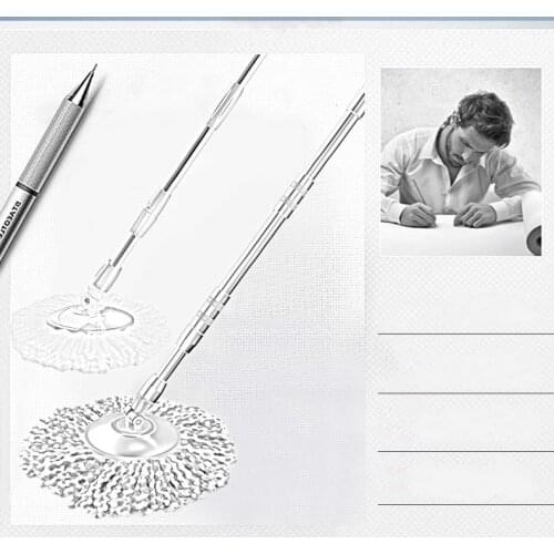 Stainless durable Rotary Mop 360 Degree Automatic Mop Home Cleaning Tools auto-drying with replacement mop head without barrel