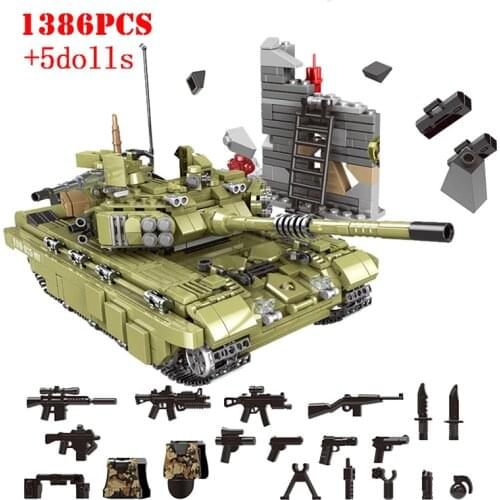 Military Russia T90 Army Panzer Tiger Tank Building Blocks WW2 Figures Enlighten City Technical Bricks Children Toys Kids Gifts