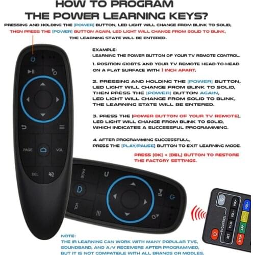 Light Weight LCD LED TV Remote Control G10BTS 2.4G Intelligent Remote Control Air Mouse Gyroscope IR Learning
