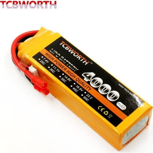 TCBWORTH 4S 14.8V 4000mAh 35C Max 70C RC Airplane LiPo Battery For RC Helicopter Quadrotor Car Boat Drone Truck Batteries 4S