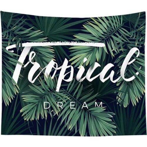 Nordic Style Cloth Tapestry Cute Cartoon Green Plant Pattern Wall Hanging Decor