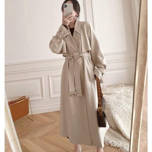 Windbreaker Women Outerwear Medium Long 2021 New Spring Autumn Overcoat Female Korean Fashion Loose Tooling Trench Coat Lady