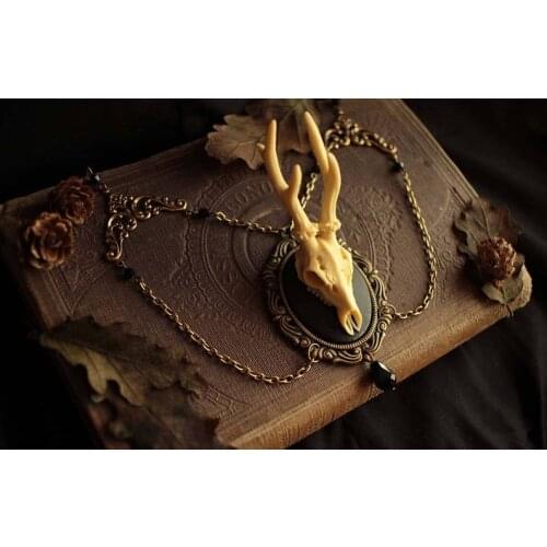 Vintage Deer Resin Pendant Necklace for Women - Gift for Witchy