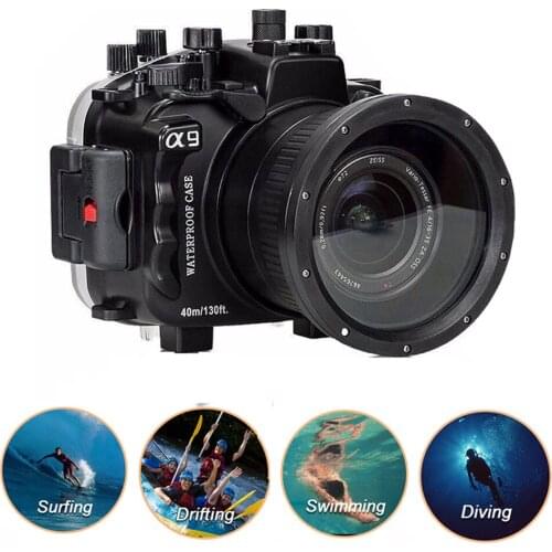 Seafrogs 40m/130ft Waterproof Underwater Diving Camera Housing Case For Sony A9 Camera with WA-006 Wire Angle Fisheye Dome Port