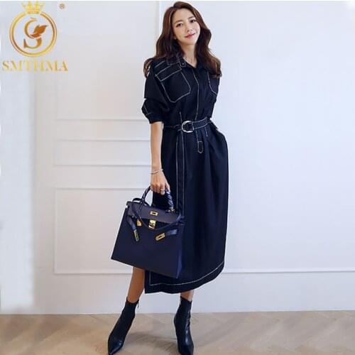 SMTHMA 2021 New Arrival Fashion Korean Women Summe Dress Women Lace-Up Vintage Vestido Robe Femme Ete Sukienki
