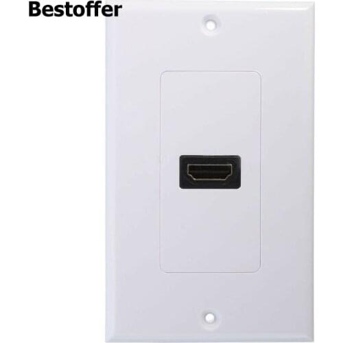 1-Port HDMI Wall Face Plate Panel Cover Outlet Extender 3D 1080P White