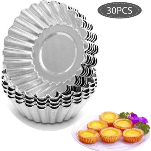 10Pcs Egg Tart Molds Mini Aluminum Cake Muffin Moulds Tins Pans, Non-Stick Cupcake Cake Moulds Kitchen Reusable Baking Tools