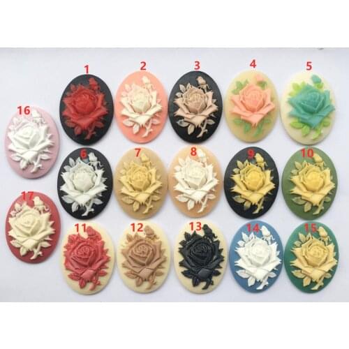 20pcs 30mmx40mm Muticolor Oval Flatback Resin Flower Rose Cabochon Charm Finding,Fit Base Setting Tray Bezel,DIY Accessory