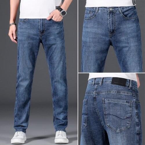 2021 Classic Style Fashion Casual Cotton Elastic Denim Pants Male Brand Men Straight Jeans