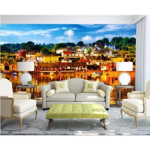 Custom photo 3d room wallpaper cloth Greek town tv background wall Home decor picture 3d wall murals wallpaper for wall 3 d