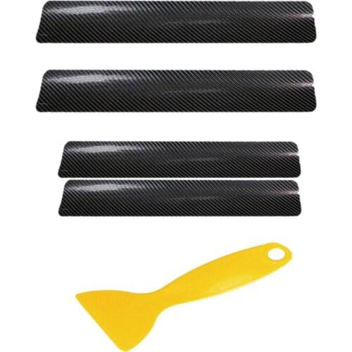 4X Car Universal Carbon Fiber Car Door Plate Sill Scuff Cover Anti Scratch Sticker Accessories