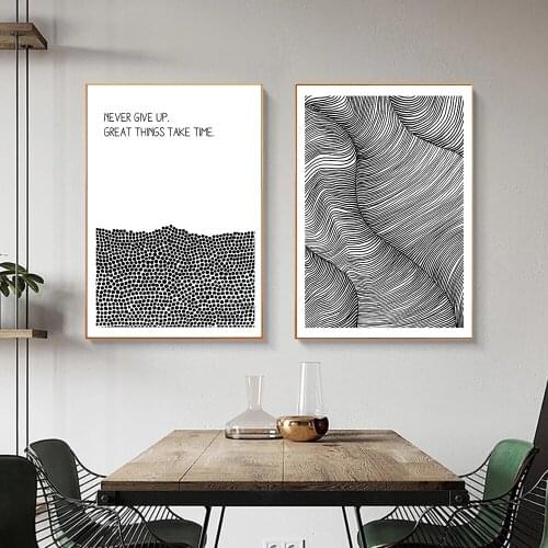 Abstract Geometric Black White Lines Dots Canvas Painting Wall Art Nordic Posters and Prints Wall Pictures for Living Room Decor