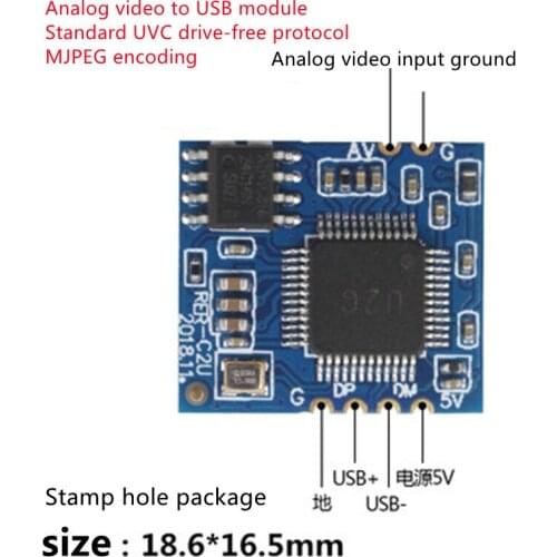 Analog AV video to digital USB camera module CVBS to USB chip UVC free drive Android linux