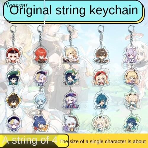 New Genshin Impact HD 4-piece Acrylic Keychain Game Accessories Car Bag Pendant Keychain Gift