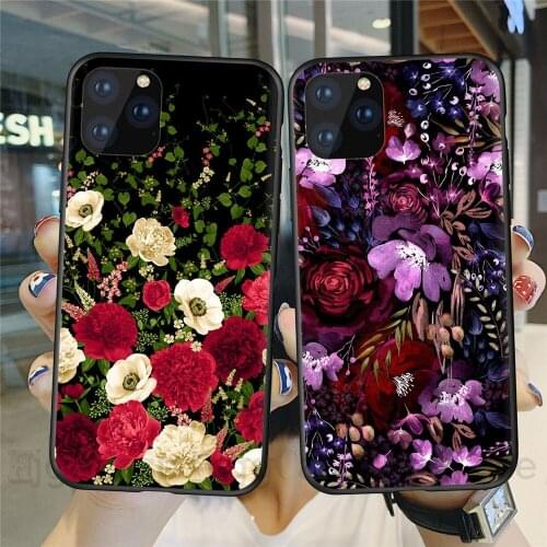 Cactus Flower Leaf Phone Case For iPhone 12 Mini 11 Pro Max X XR XS Max 6 7 8 Plus Soft silicone Black Matte Back Cover