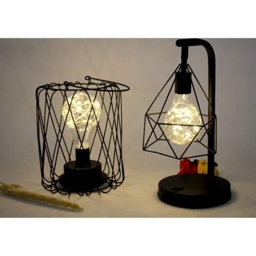 Decorative European Retro Copper Frame Light Romantic Chandelier Lamps Black Vintage Edison Desk Ligh