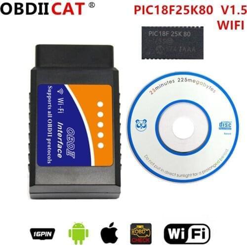 10pcs/lot OBD2 1.5 Diagnostic ELM327 WIFI V1.5 Connection OBD2 Auto Code Reader WI-FI Connection ELM 327 Supports iOS Phone