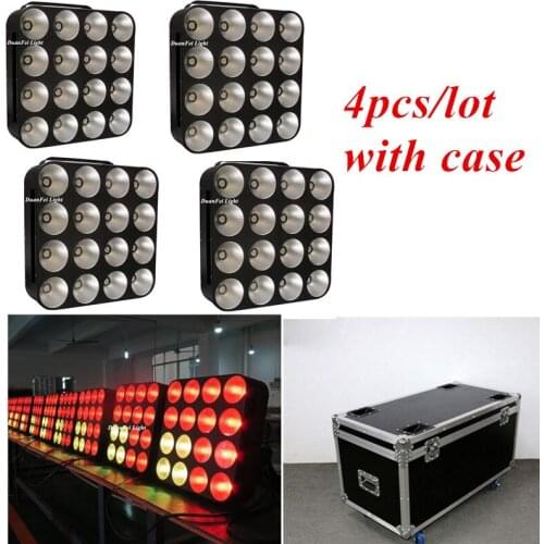 DunFly DuanFei Light with flightcase 4pcs/lot Disco Light 16 Head 30W RGB 4x4 LED Pixel Panel Blinder Matrix Wash