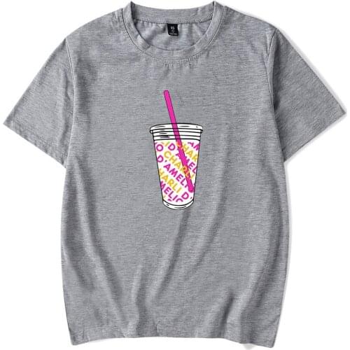 Aikooki Hot Sale White Ice Coffee Splatter T-shirt Damelio Girl T Shirt Summer Oversize O-neck Short Sleeve Kpop Unisex Tops