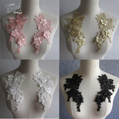 New arrive Lace Collar Embroidery Decorated DIY Lace Neckline Fabric Sewing Applique Accessories A pair for sale YL554-YL558