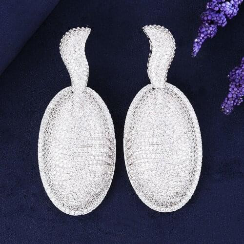 Jimbora Elegant Luxury Lucky Ginkgo Oval Pendant Earrings Jewelry For Women Bridal Wedding Party Show Girl Daily Accessoriess