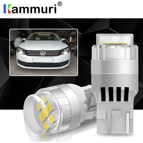KAMMURI Canbus Error Free White T20 W21W 7440 LED Bulb For Volkswagen VW Passat B7 Beetle LED Daytime Running lights DRL Lamp