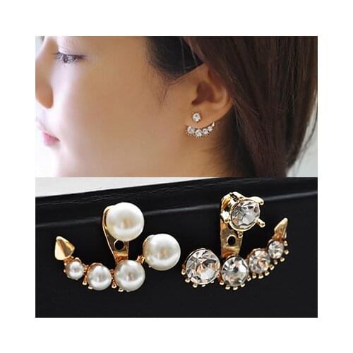 Classic Anchor Stud Earrings For Women Fashion Moon Crystal And Pearl Asymmetrical Earring Vintage Party Wedding Jewelry Brincos
