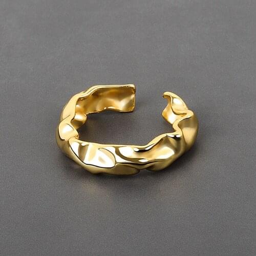 Classic Punk Silver Color Minimalist Smooth Irregular Open Finger Ring for Women Men Couple Jewelry 2021 Trend Best Gift