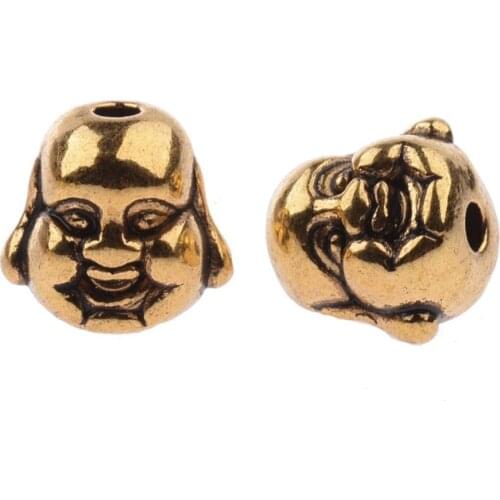 Maitreya Buddha Head Alloy Men Charm Micro Pave Charm Woven Bracelet DIY Beads Accessorie 10 Pieces Wholesale Lots BD201