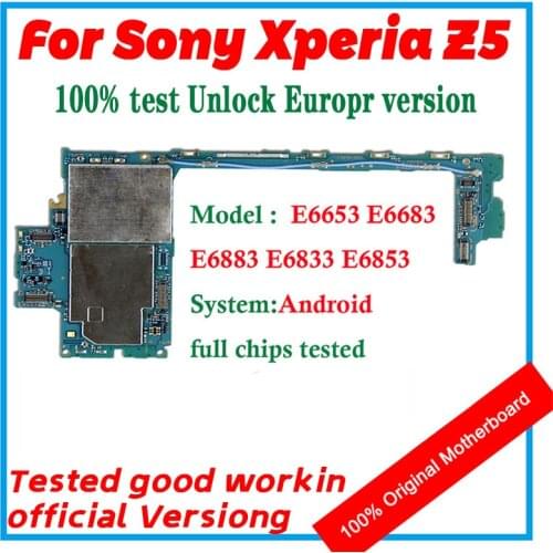100% Z5 Motherboard For Sony Xperia Z5 E6653 E6683 motherboard Single / Dual SIM Mainboard Android OS Logic board