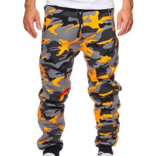 Plus Size Autumn Men Trousers Jogger Camouflage Printing Ankle Banded Mid Waist Men Cargo Pants