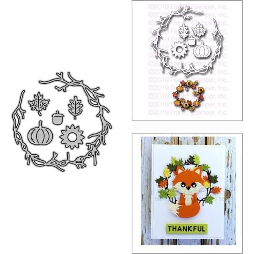 2021 New Fall Icon Wreath Pumpkin Metal Cutting Dies for DIY Scrapbooking Decor and Card Making Paper Craft Embossing No Stamps