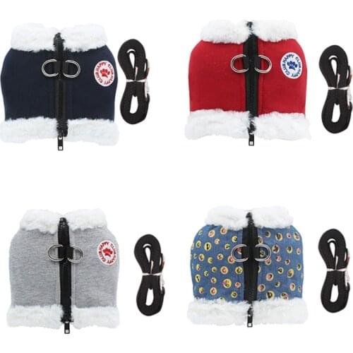 New Dog Accessories Winter Plus Velvet Chest Back Comfortable Warm Pet Chest Harness Vest-Style Dog Leash Collar Goods For Dogs