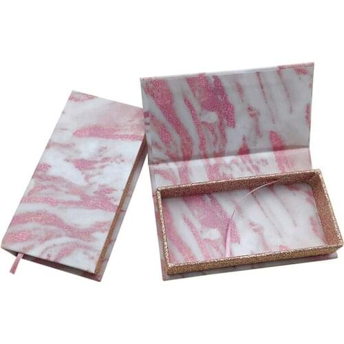 Wholesale False Eyelash Packaging Box Pink Lash Boxes Packaging Custom Logo Faux Cils 25mm Mink Eyelashes Marble Case
