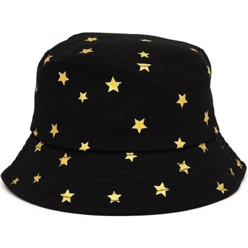 LDSLYJR Cotton Fashion Joker Shine Star Print Bucket Hat Fisherman Hat Outdoor Travel Hat Sun Cap Hats for Men and Women 368