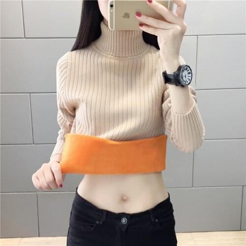 Turtle neck thickening and fluffy dress dress top 2020 new ms qiu dong outfit brim web celebrity fashion